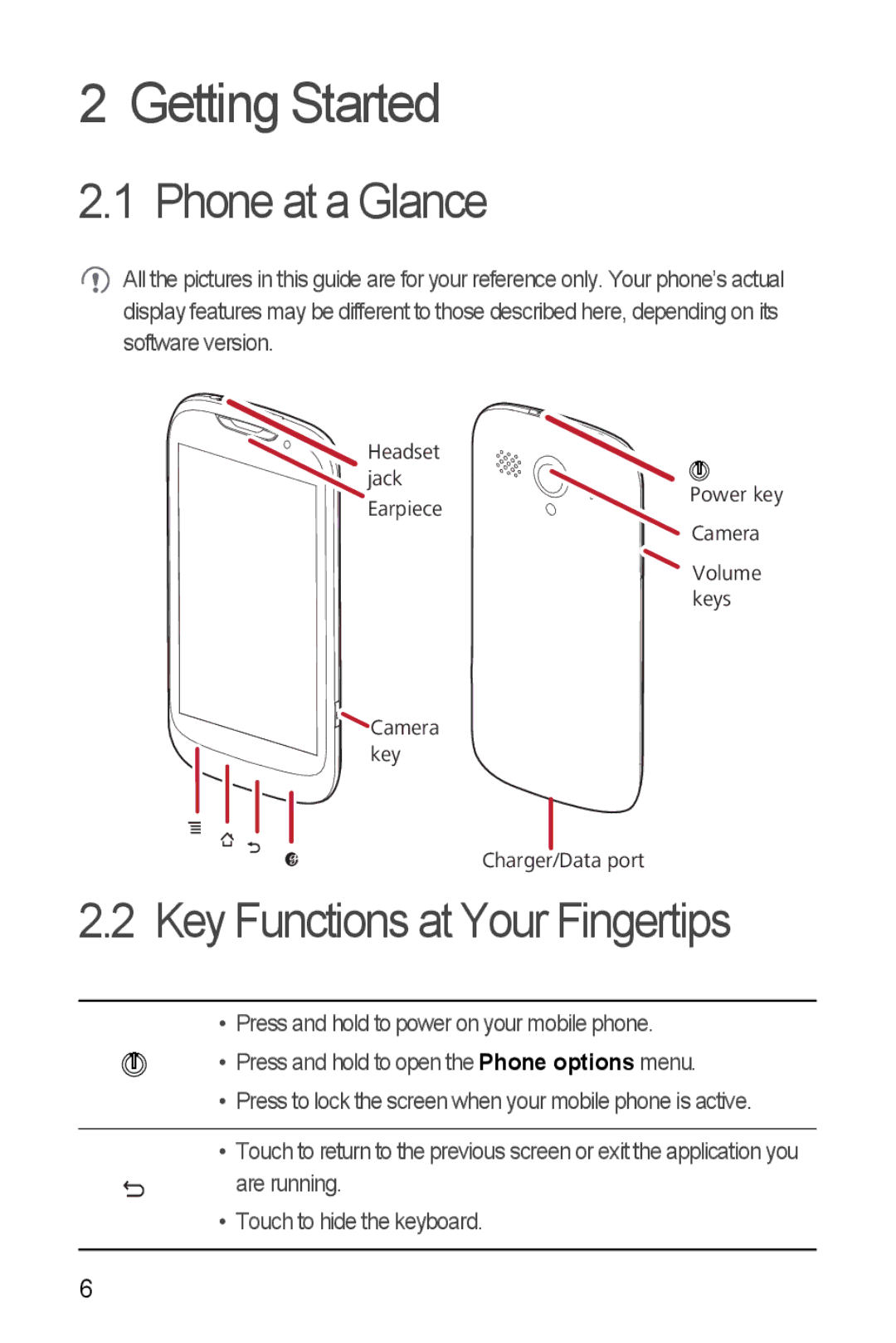 T-Mobile U8680 manual Getting Started, Phone at a Glance, Key Functions at Your Fingertips 