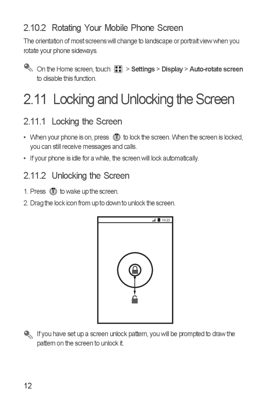 T-Mobile U8680 manual Locking and Unlocking the Screen, Rotating Your Mobile Phone Screen, Locking the Screen 