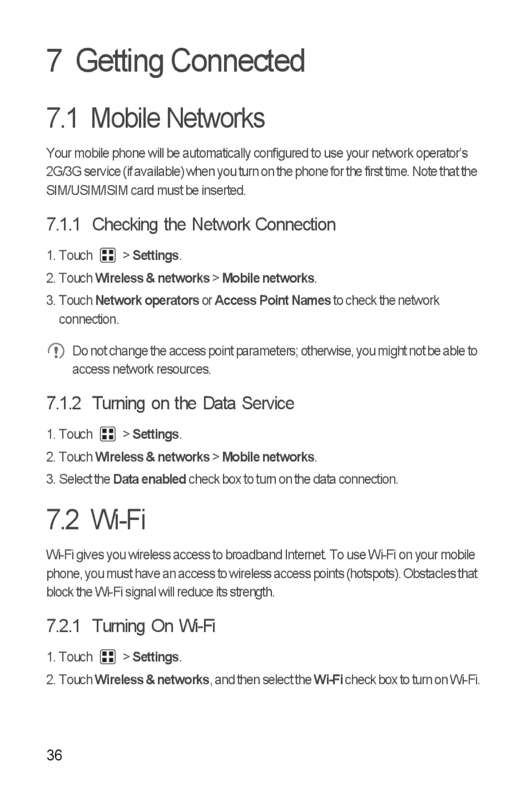 T-Mobile U8680 manual Getting Connected, Mobile Networks, Wi-Fi 