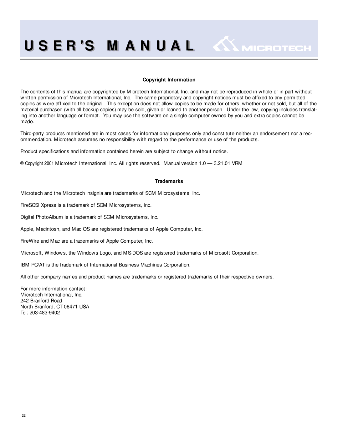 T. S. MicroTech IEEE1394 user manual Copyright Information 