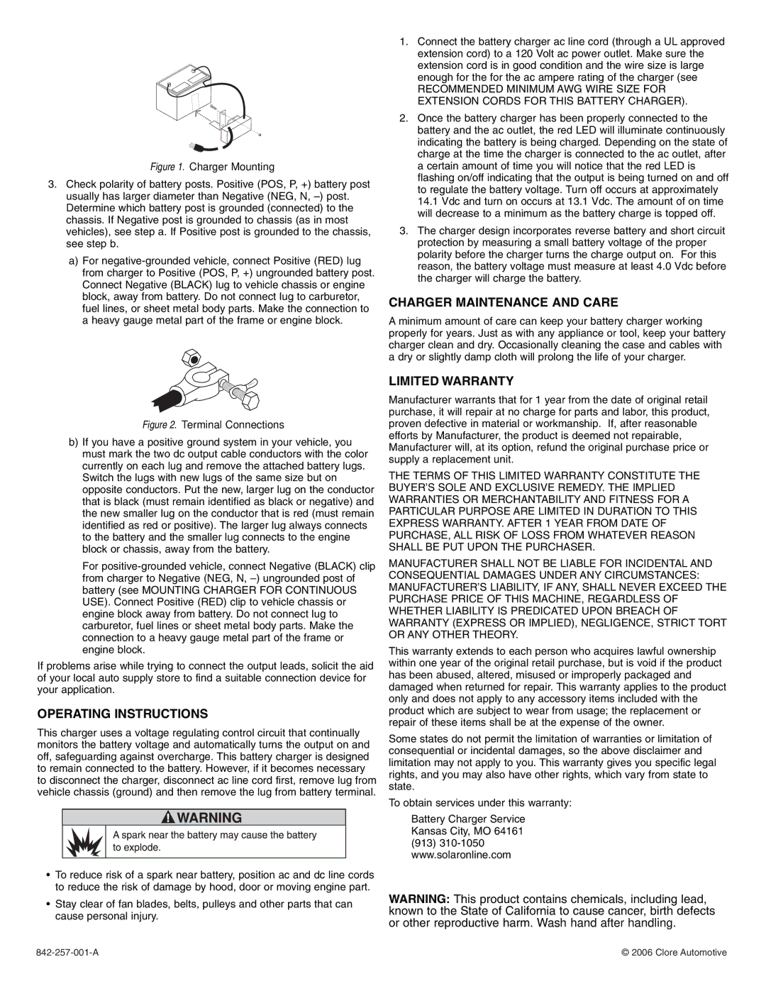 T-Tech 1002 important safety instructions Charger Maintenance and Care, Operating Instructions, Limited Warranty 