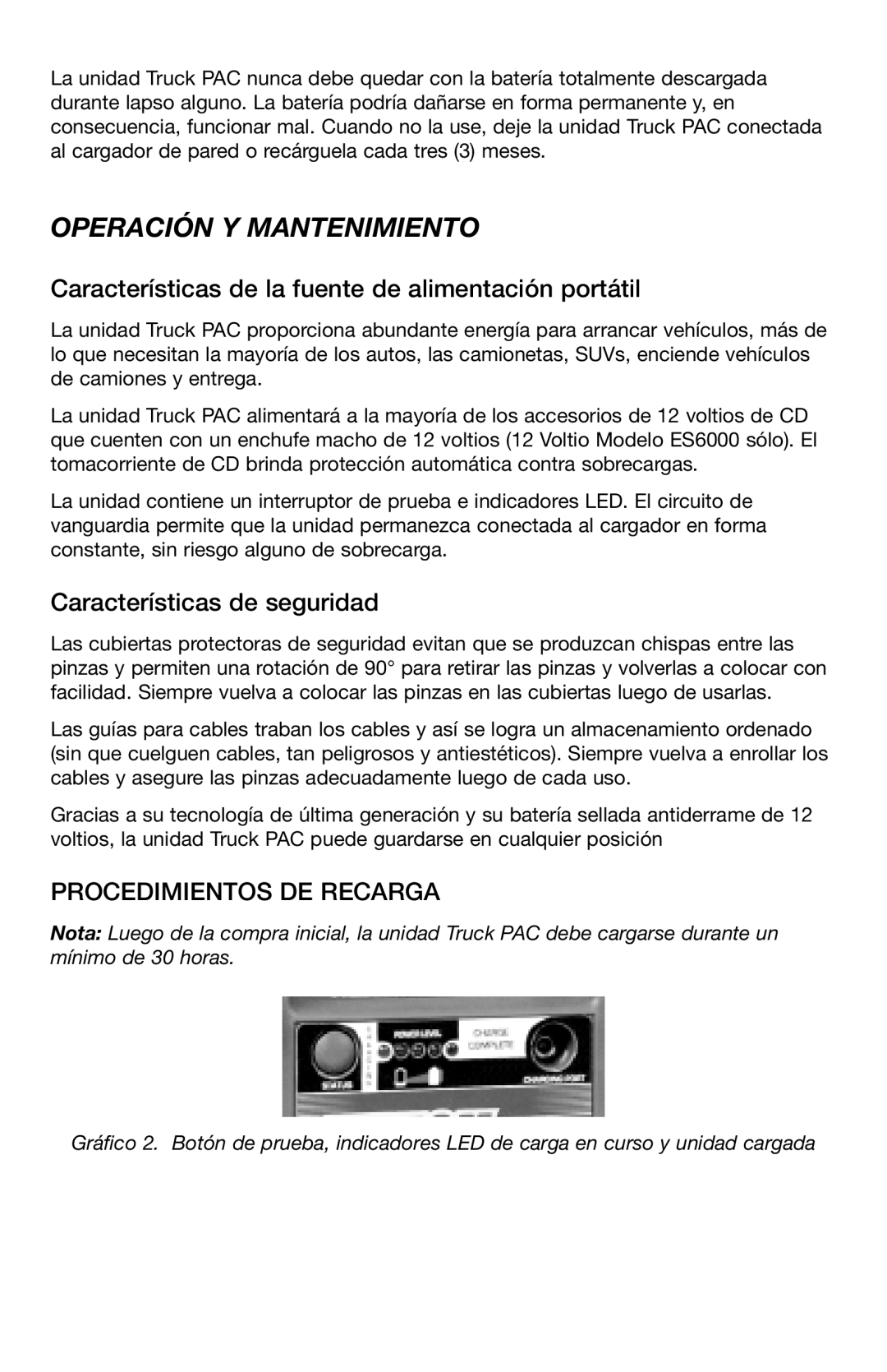 T-Tech ES8000, ES6000 user manual Operación Y Mantenimiento, Procedimientos DE Recarga 