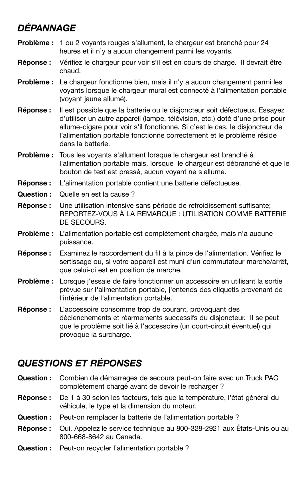 T-Tech ES8000, ES6000 user manual Dépannage, Questions ET Réponses 