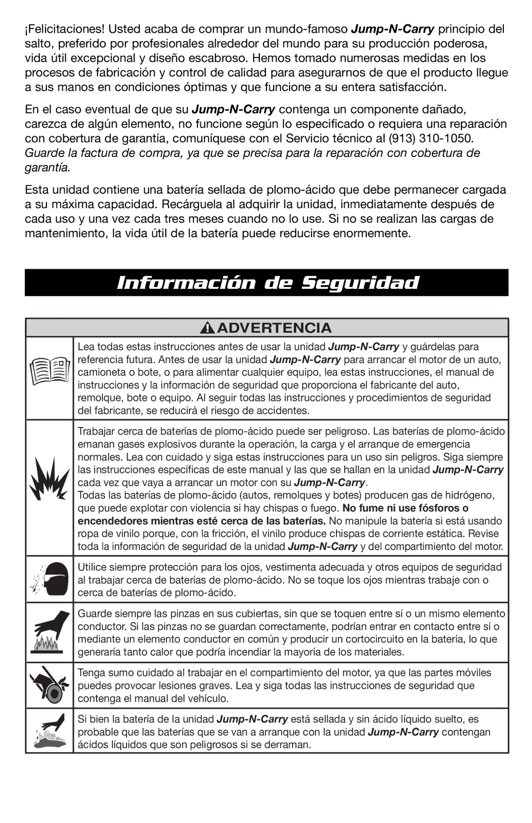 T-Tech JNCXFE instruction manual Información de Seguridad, Advertencia 