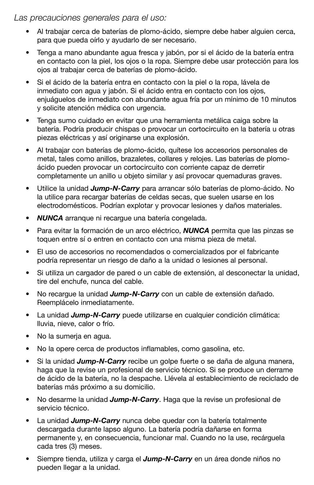 T-Tech JNCXFE instruction manual Las precauciones generales para el uso 