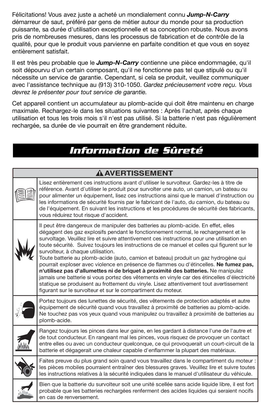 T-Tech JNCXFE instruction manual Information de Sûreté, Avertissement 