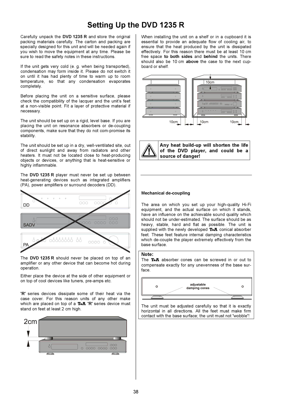 T+A Elektroakustik user manual Setting Up the DVD 1235 R 