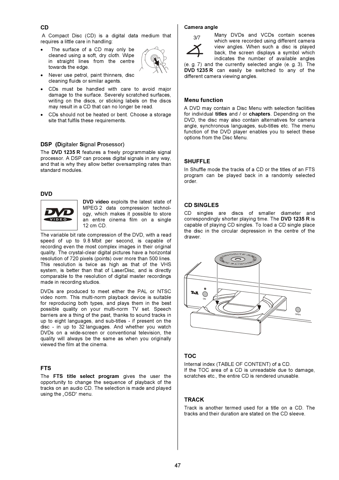 T+A Elektroakustik 1235 R user manual DSP Digitaler Signal Prosessor, Menu function 