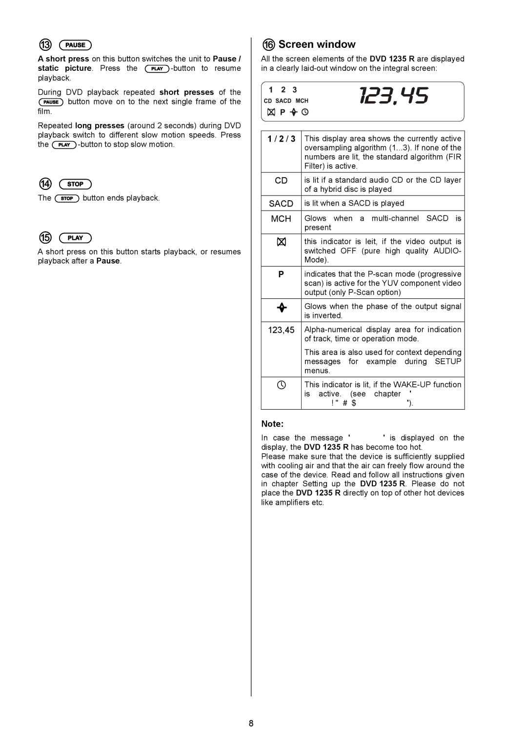 T+A Elektroakustik 1235 R user manual Screen window, 123,45 