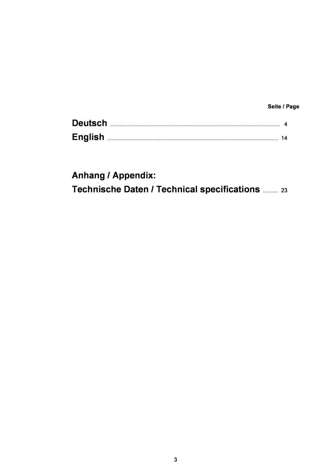 T+A Elektroakustik AE 14 Deutsch, Anhang / Appendix, Technische Daten / Technical specifications, Seite / Page, English 