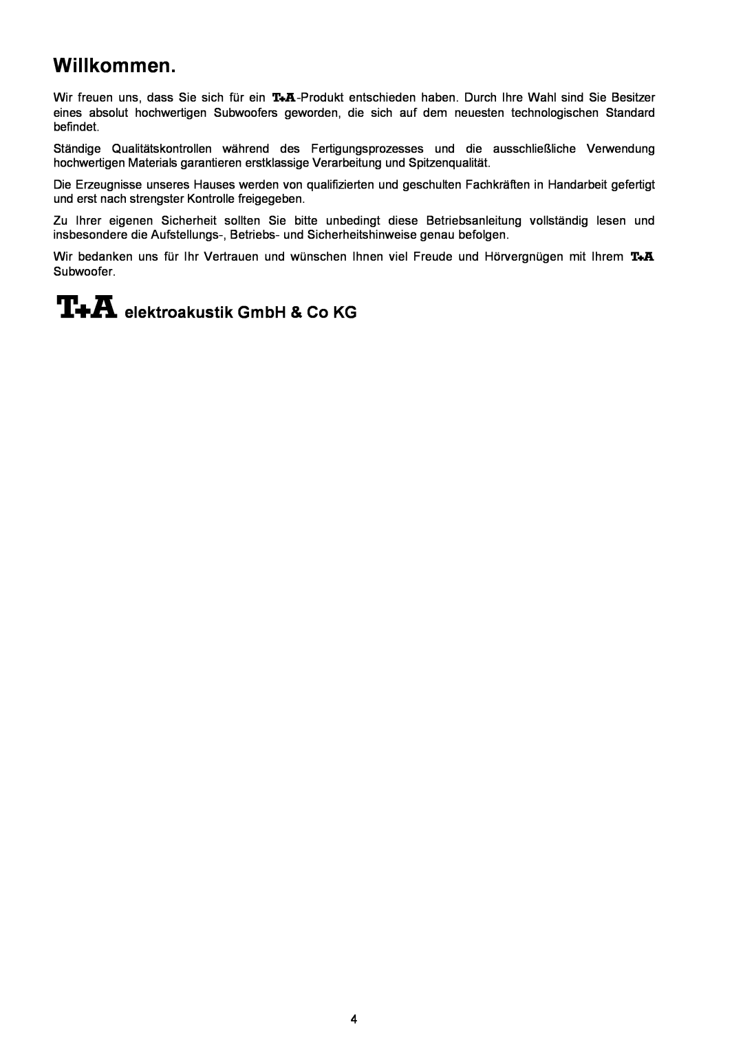 T+A Elektroakustik AE 14 user manual Willkommen, elektroakustik GmbH & Co KG 