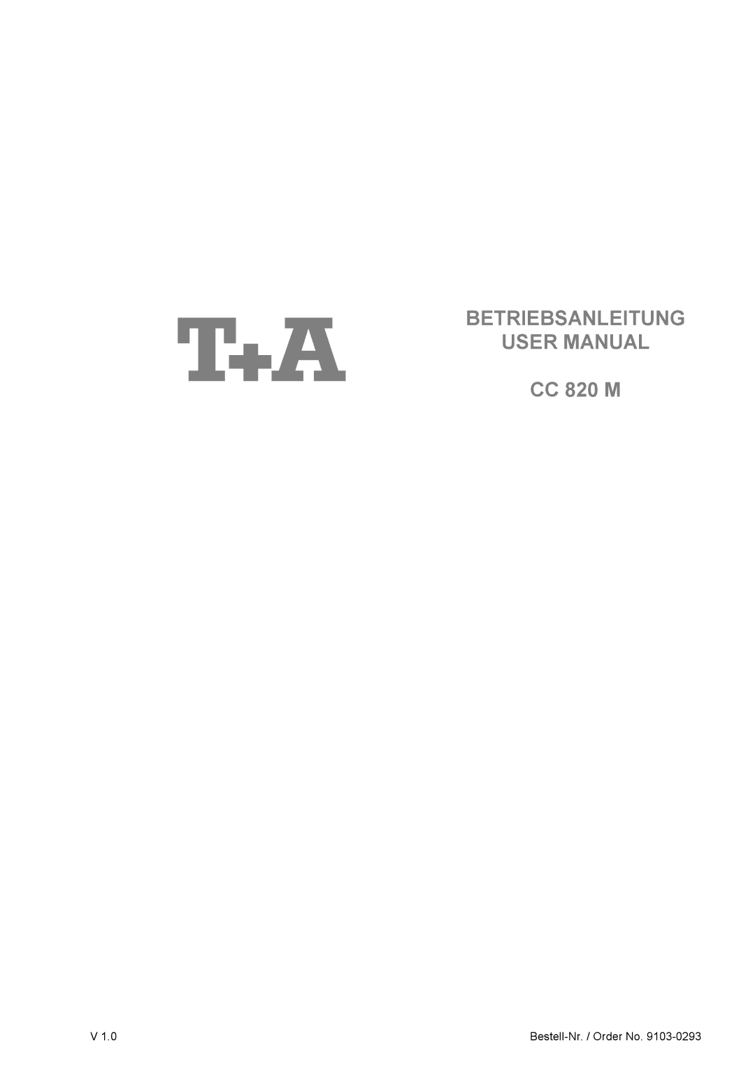 T+A Elektroakustik CC 820 M user manual Betriebsanleitung 