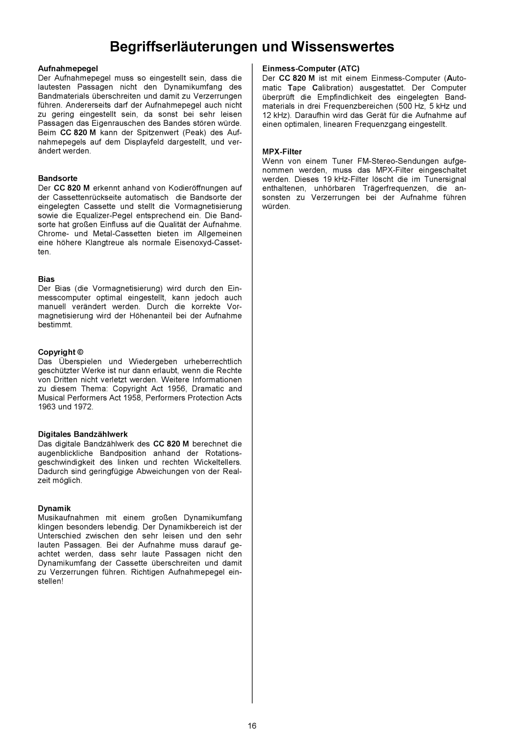 T+A Elektroakustik CC 820 M user manual Begriffserläuterungen und Wissenswertes 