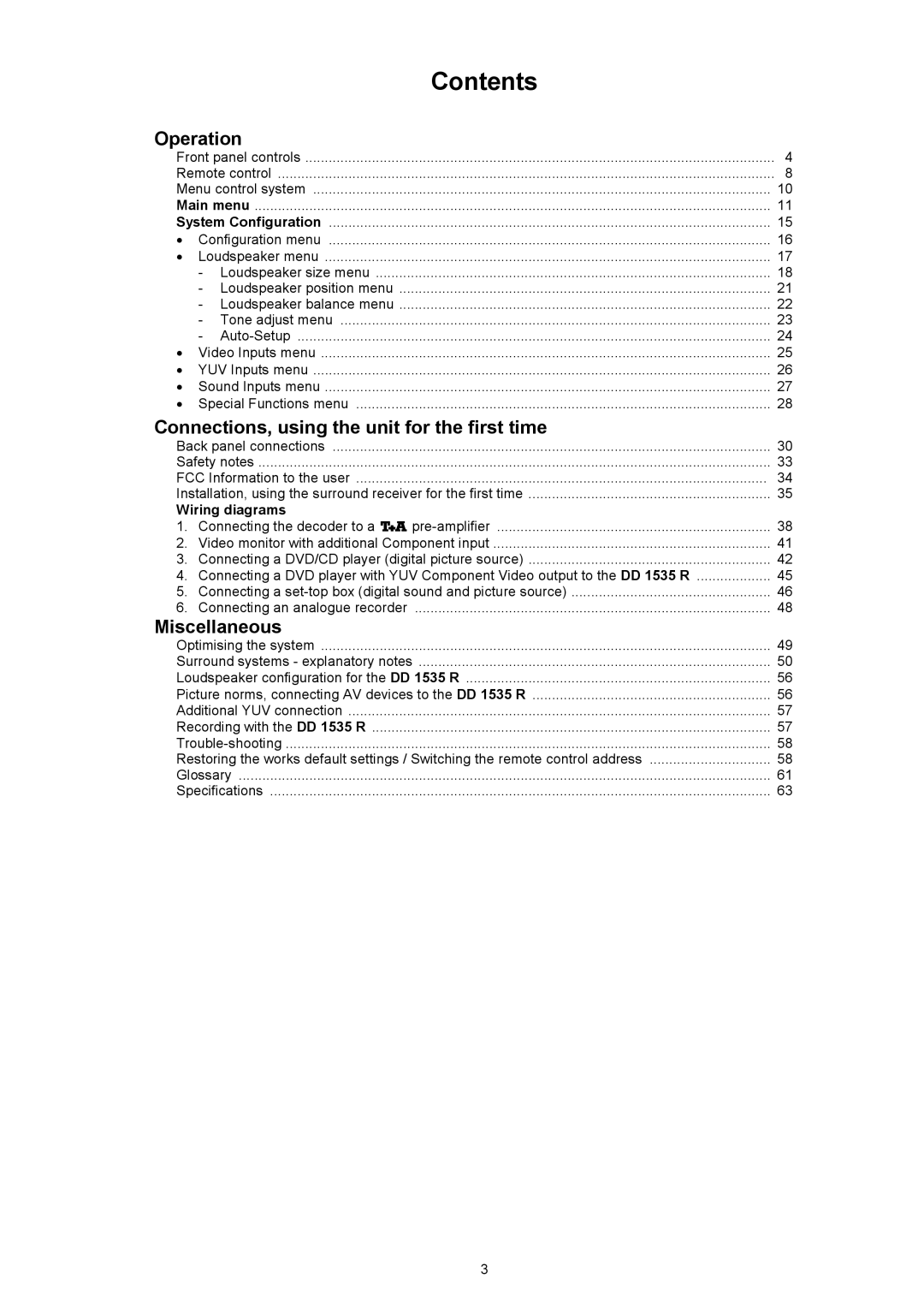 T+A Elektroakustik DD 1535 R manual Contents 