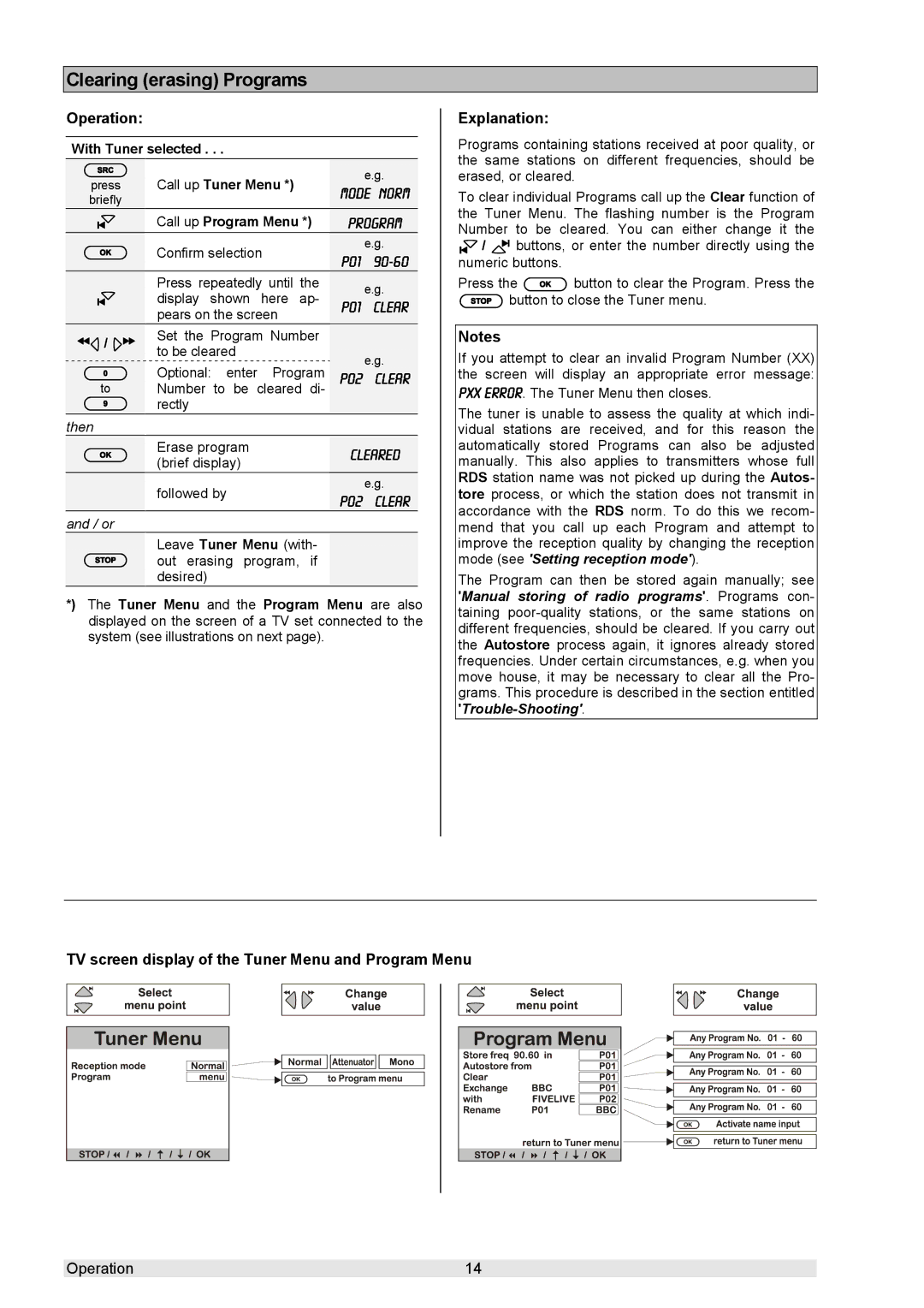 T+A Elektroakustik K 6 user manual Clearing erasing Programs 