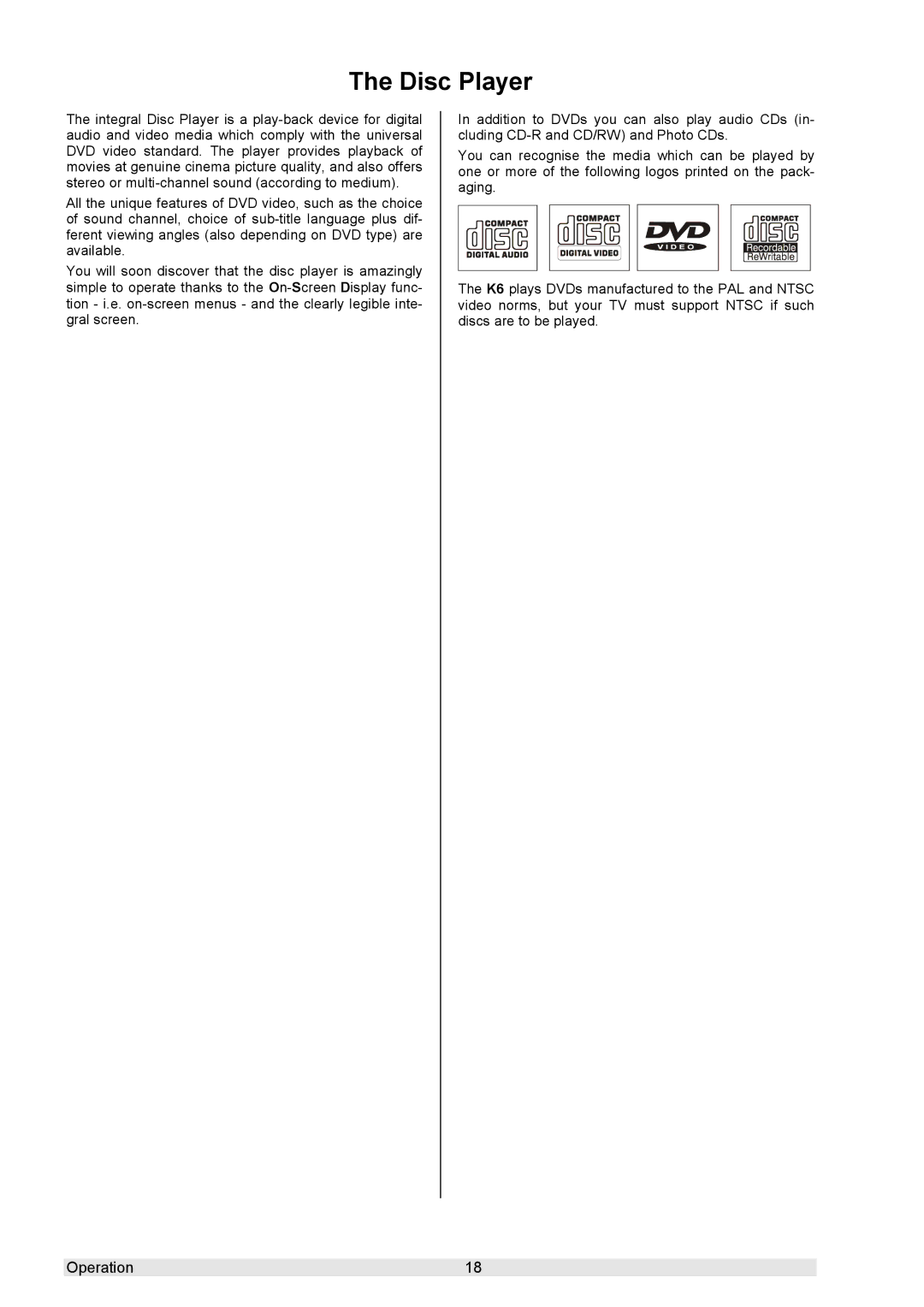 T+A Elektroakustik K 6 user manual Disc Player 