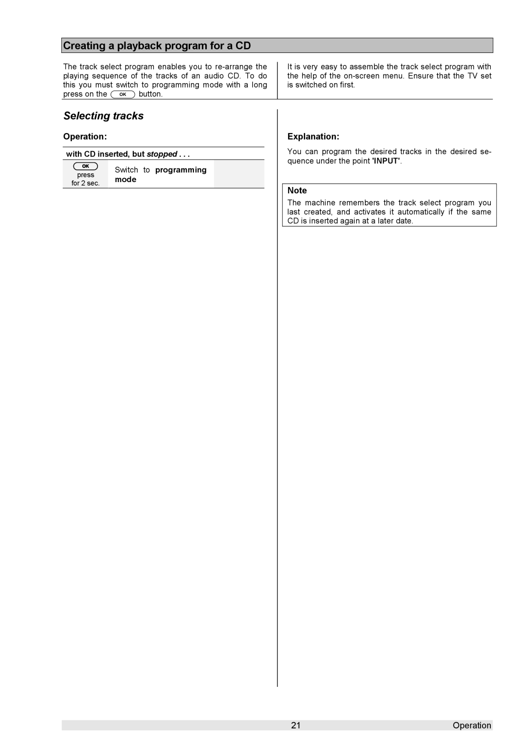 T+A Elektroakustik K 6 user manual Creating a playback program for a CD, Selecting tracks 