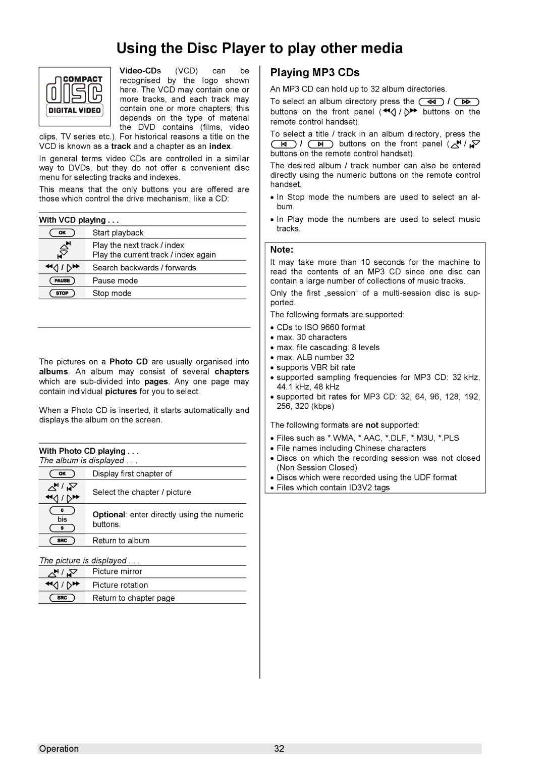 T+A Elektroakustik K 6 user manual Using the Disc Player to play other media, Playing MP3 CDs 