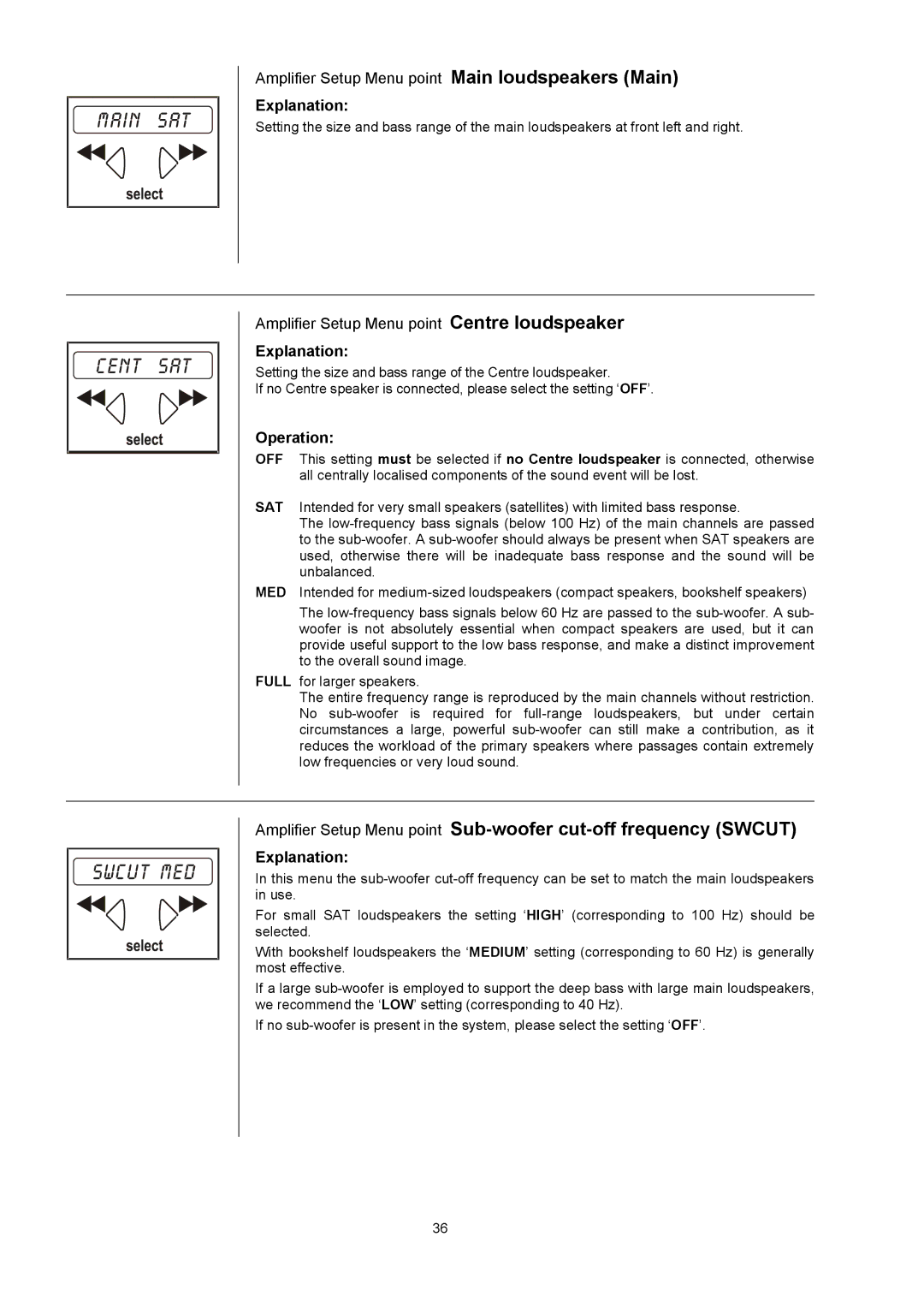 T+A Elektroakustik K1 AV user manual Main Sat 