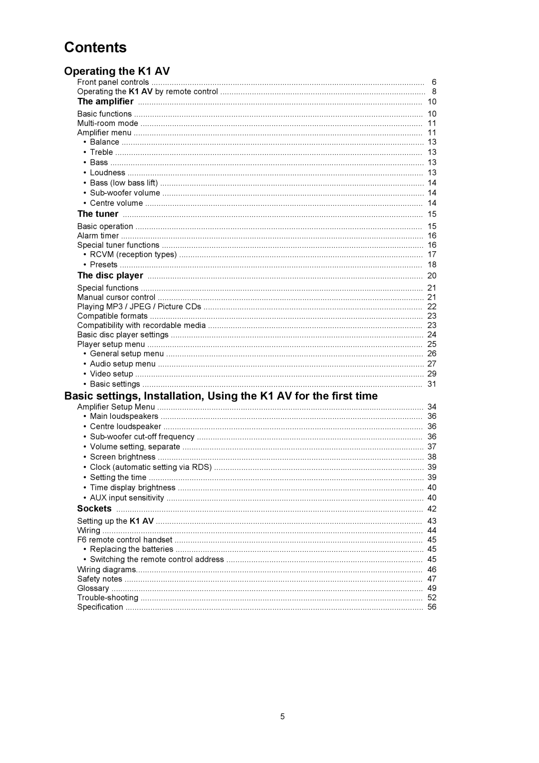 T+A Elektroakustik K1 AV user manual Contents 