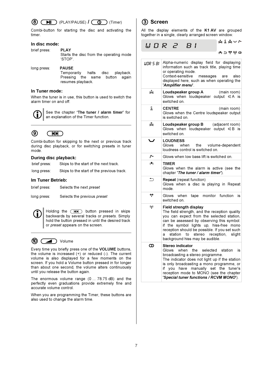 T+A Elektroakustik K1 AV user manual  ,  Screen 