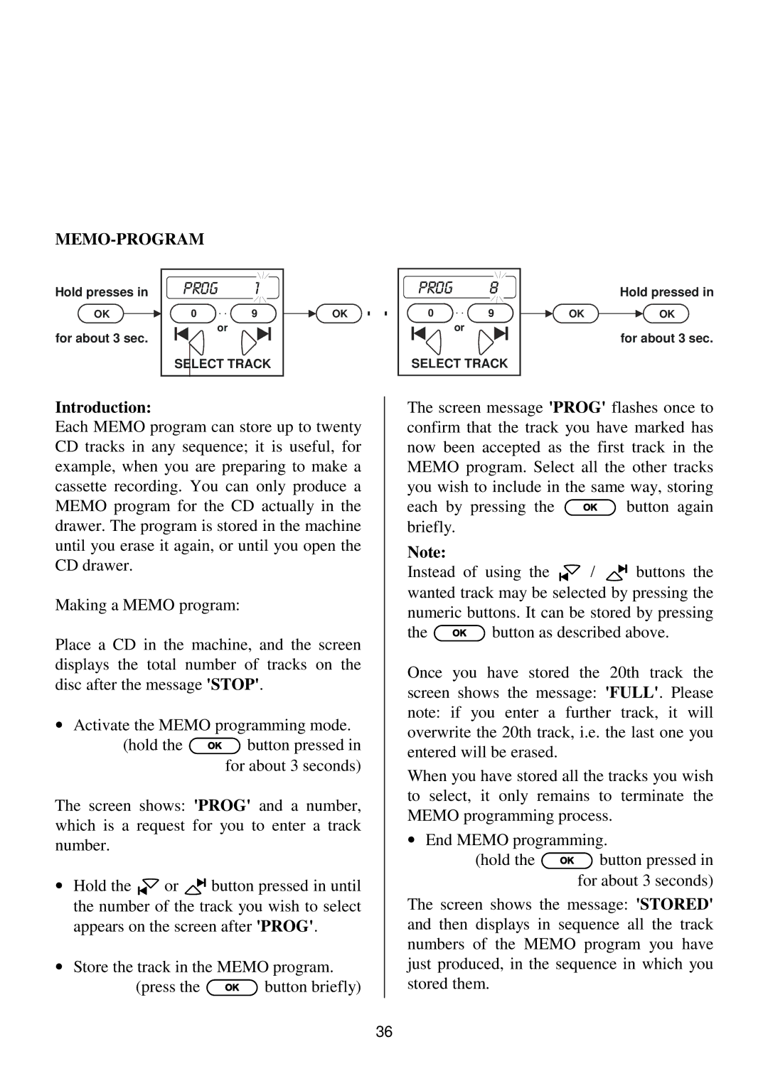 T+A Elektroakustik K1 CD-RECEIVER operating instructions Memo-Program 