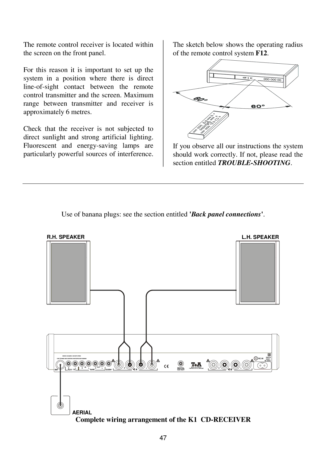 T+A Elektroakustik operating instructions Complete wiring arrangement of the K1 CD-RECEIVER, Speaker 