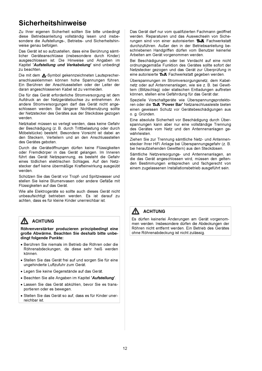 T+A Elektroakustik P 10 user manual Sicherheitshinweise, Aufdruck an der Netzgerätebuchse zu entnehmen. An 