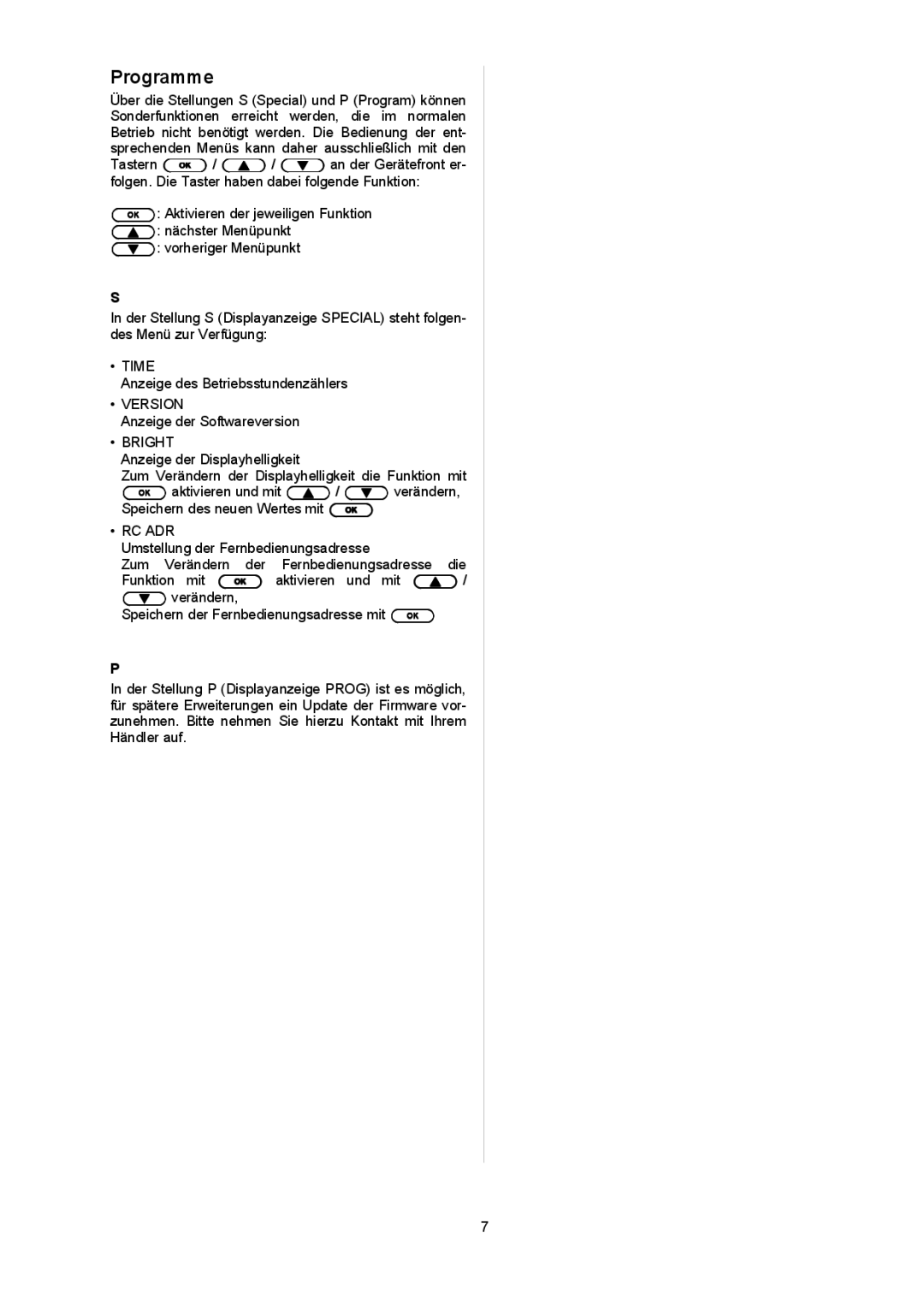 T+A Elektroakustik P 10 user manual Programme, Bright 