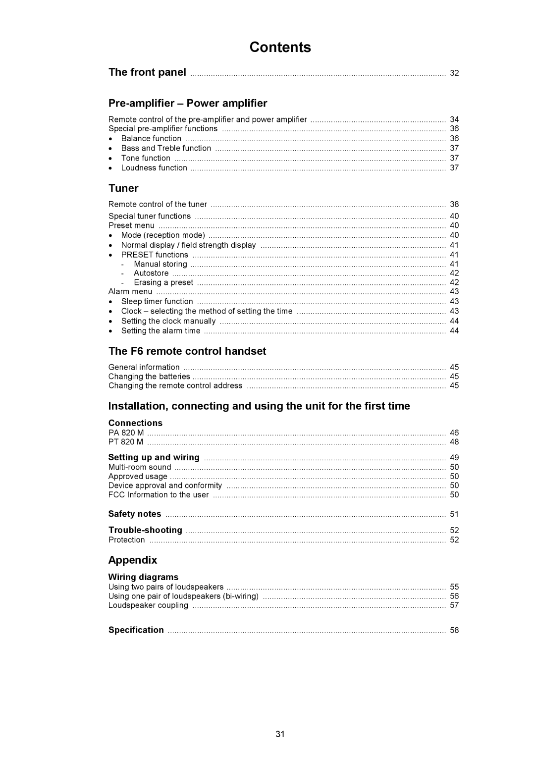 T+A Elektroakustik PA 820 M, PT 820 M user manual Contents 