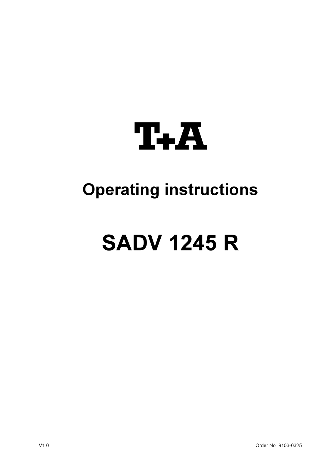 T+A Elektroakustik SADV 1245 R operating instructions Sadv 1245 R 