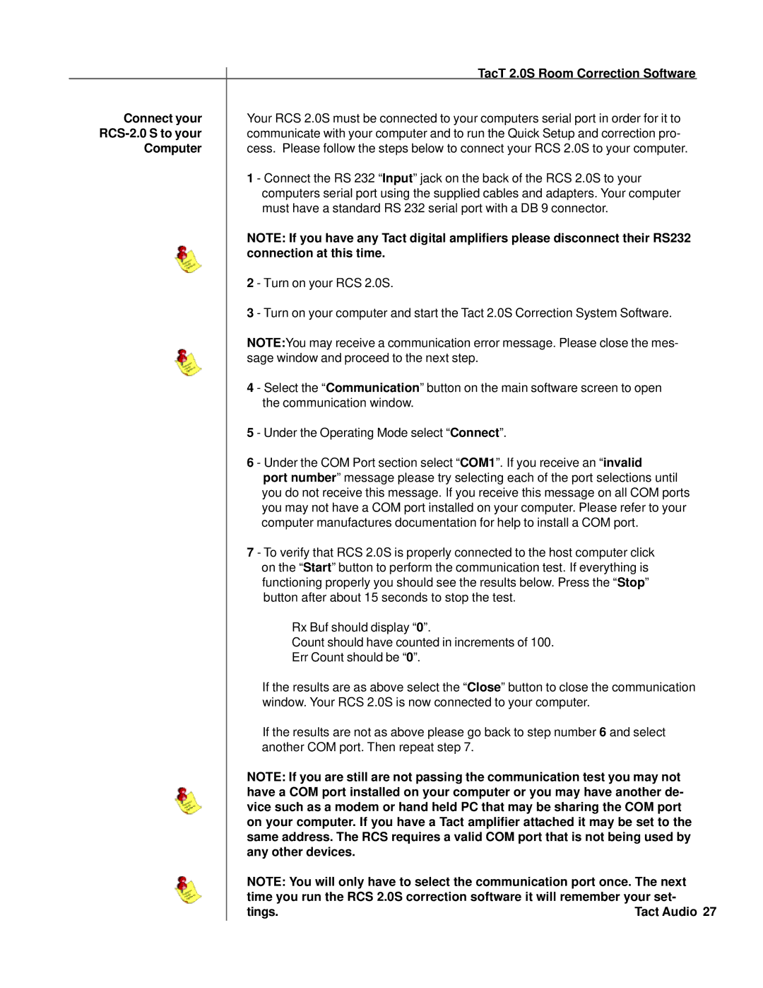 TacT Audio RCS 2.0S owner manual Connect your, RCS-2.0 S to your, Computer, Connection at this time, Any other devices 