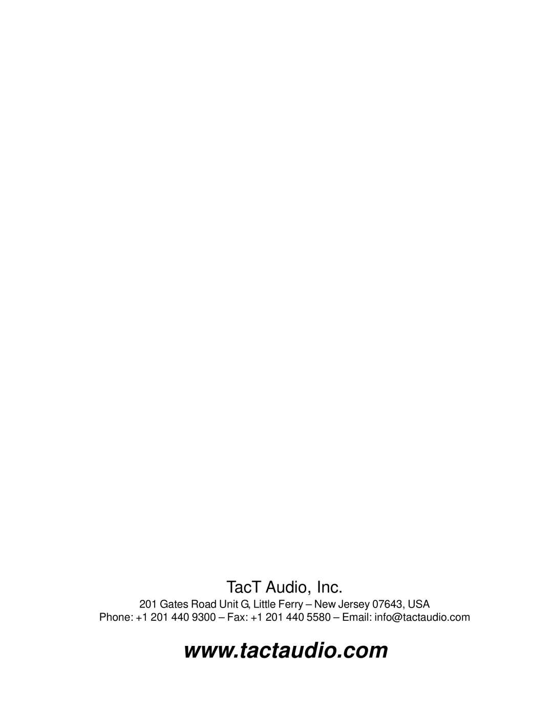 TacT Audio RCS 2.0S owner manual TacT Audio, Inc 