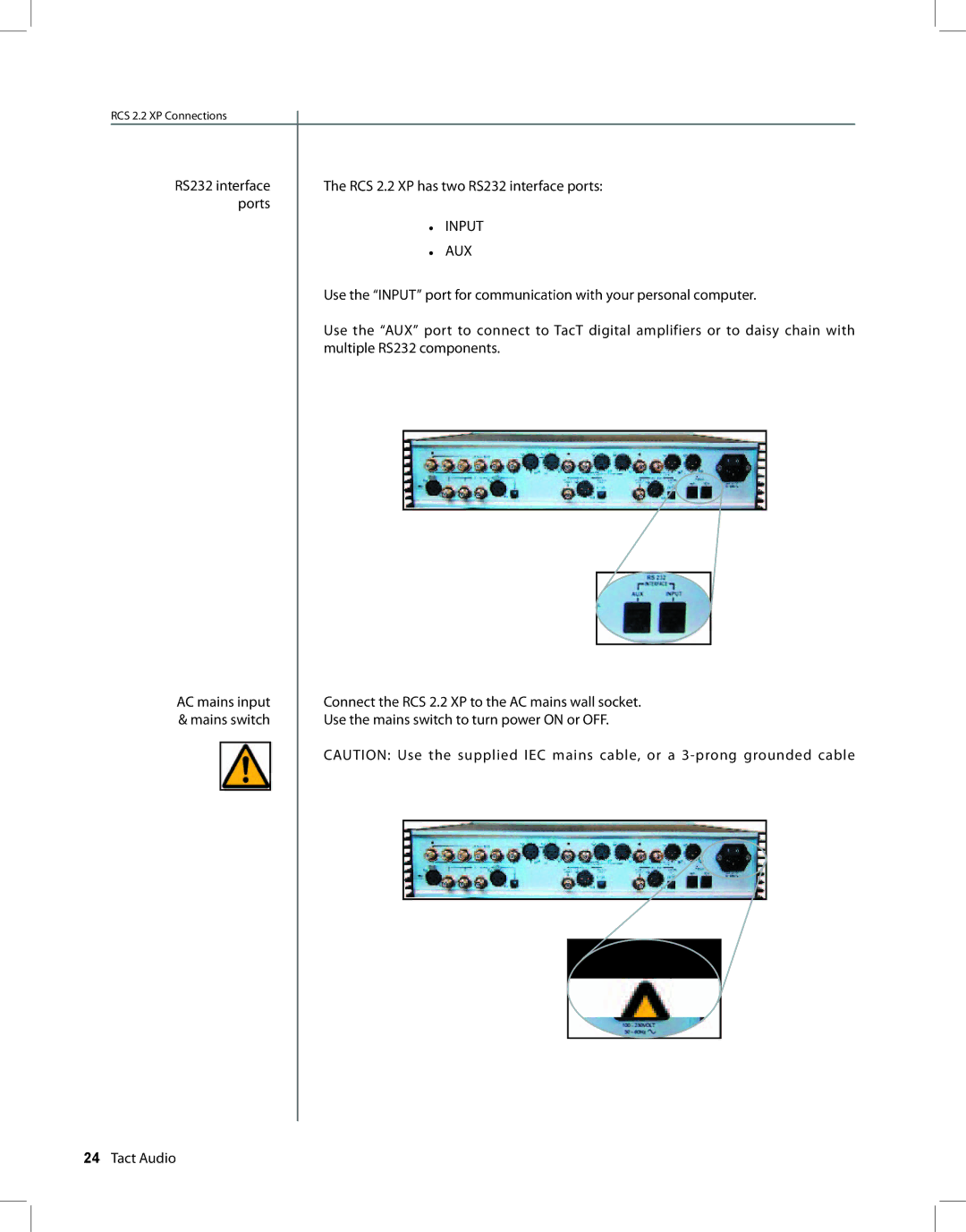 TacT Audio RCS 2.2 XP owner manual Input AUX 