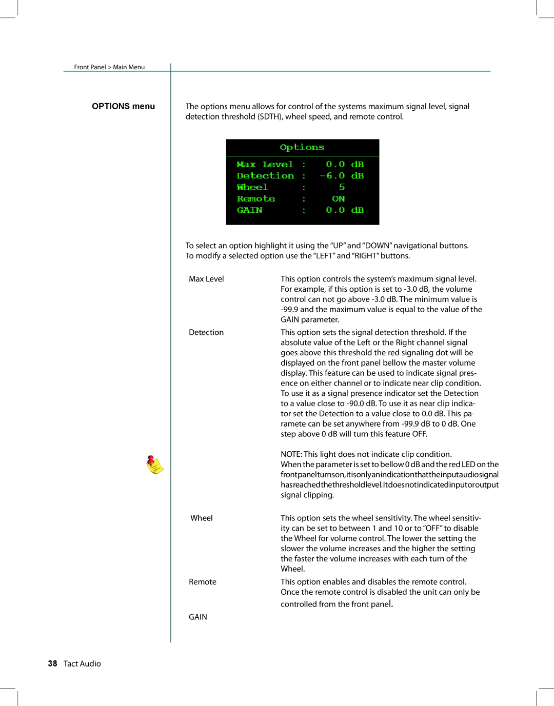 TacT Audio RCS 2.2 XP owner manual Gain 