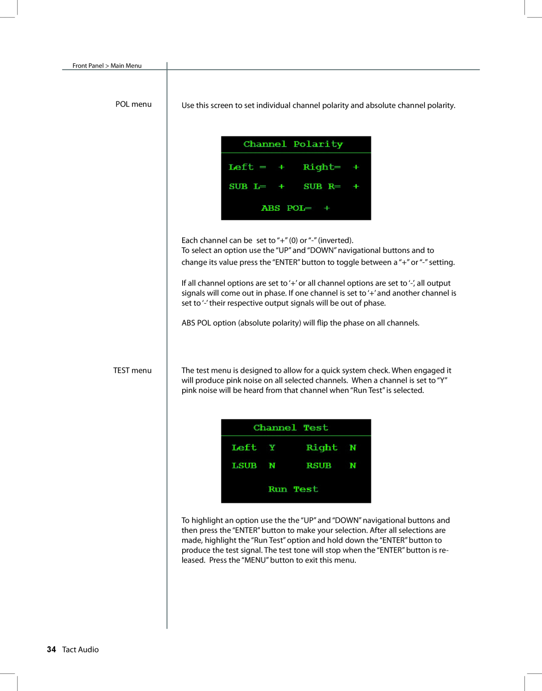 TacT Audio RCS 2.2 XP owner manual POL menu 