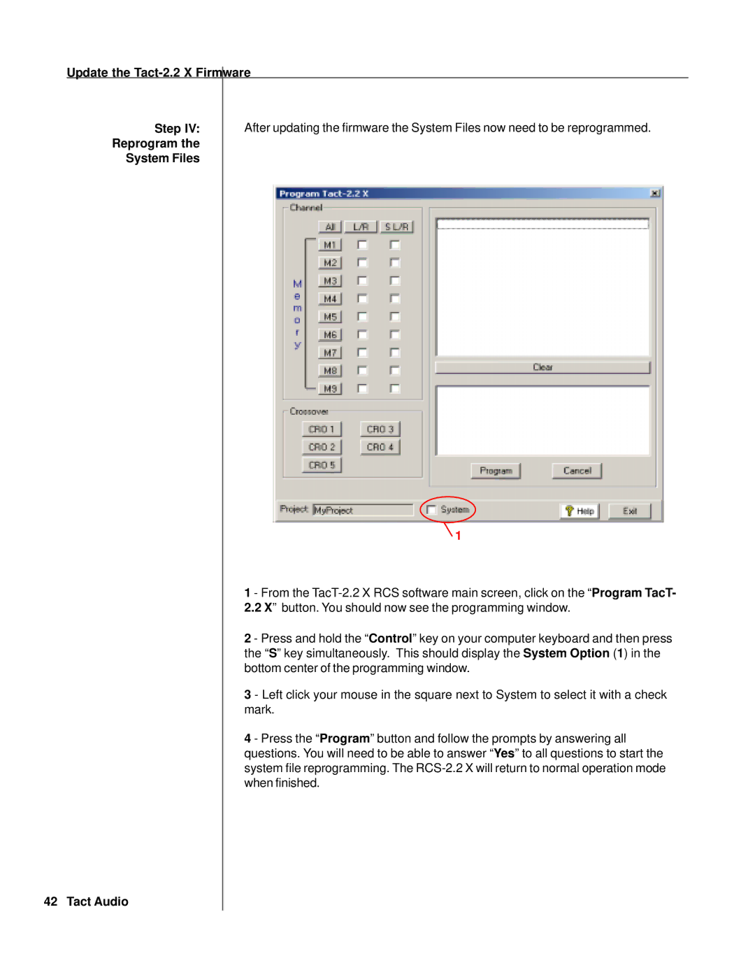 TacT Audio RCS 2.2X owner manual Update the Tact-2.2 X Firmware 