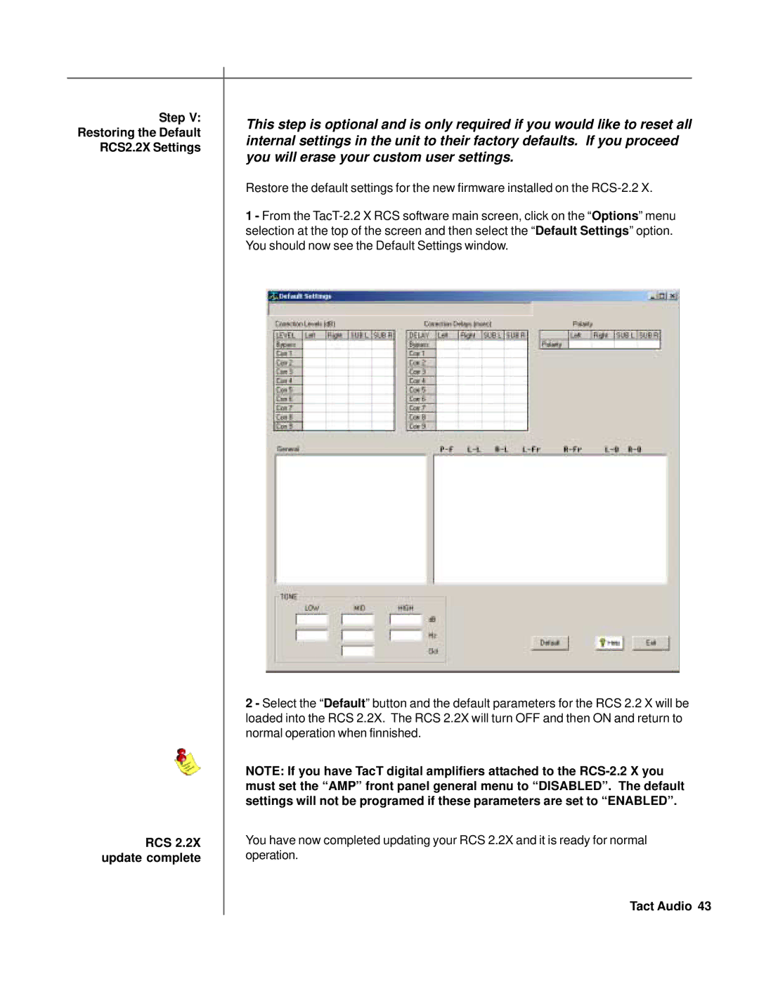 TacT Audio RCS 2.2X owner manual Tact Audio 