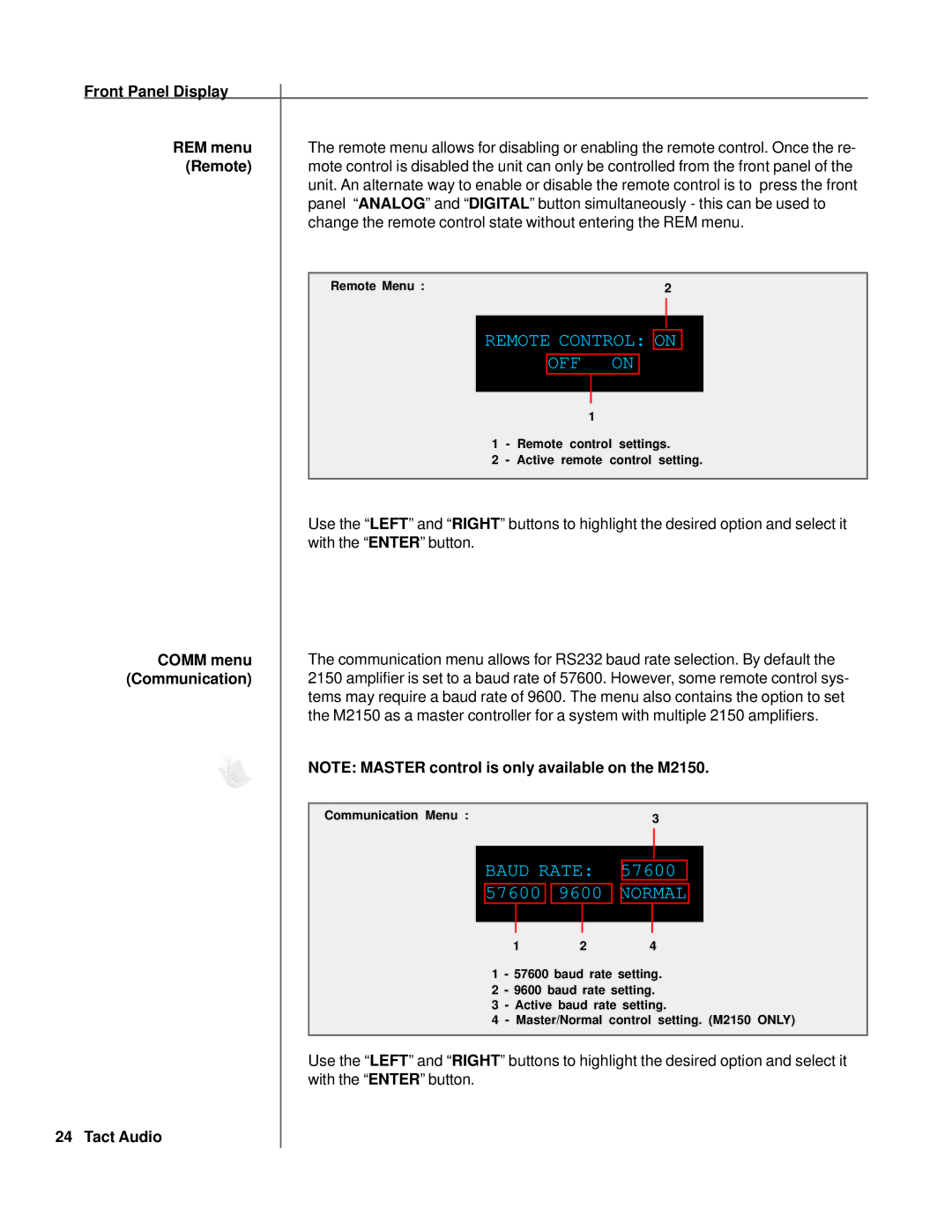 TacT Audio S2150, M2150 owner manual Baud Rate 