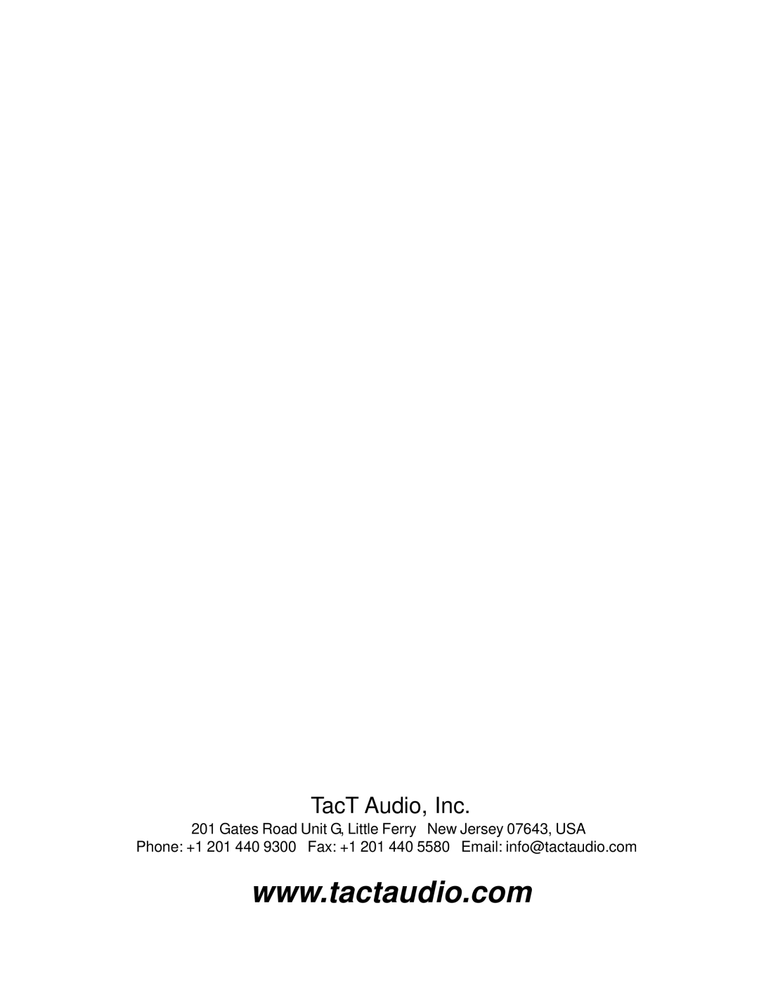 TacT Audio S2150, M2150 owner manual TacT Audio, Inc 