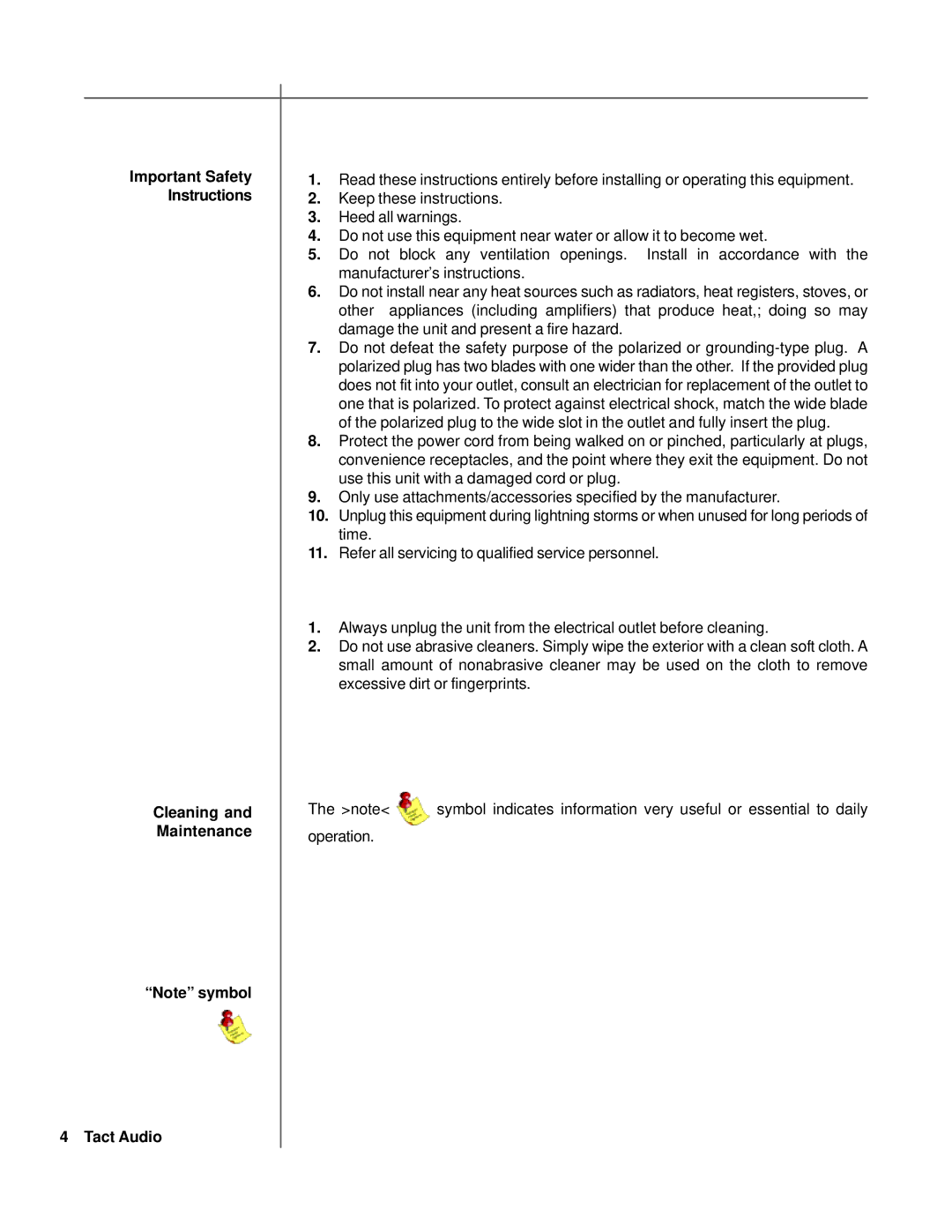 TacT Audio S2150, M2150 owner manual 