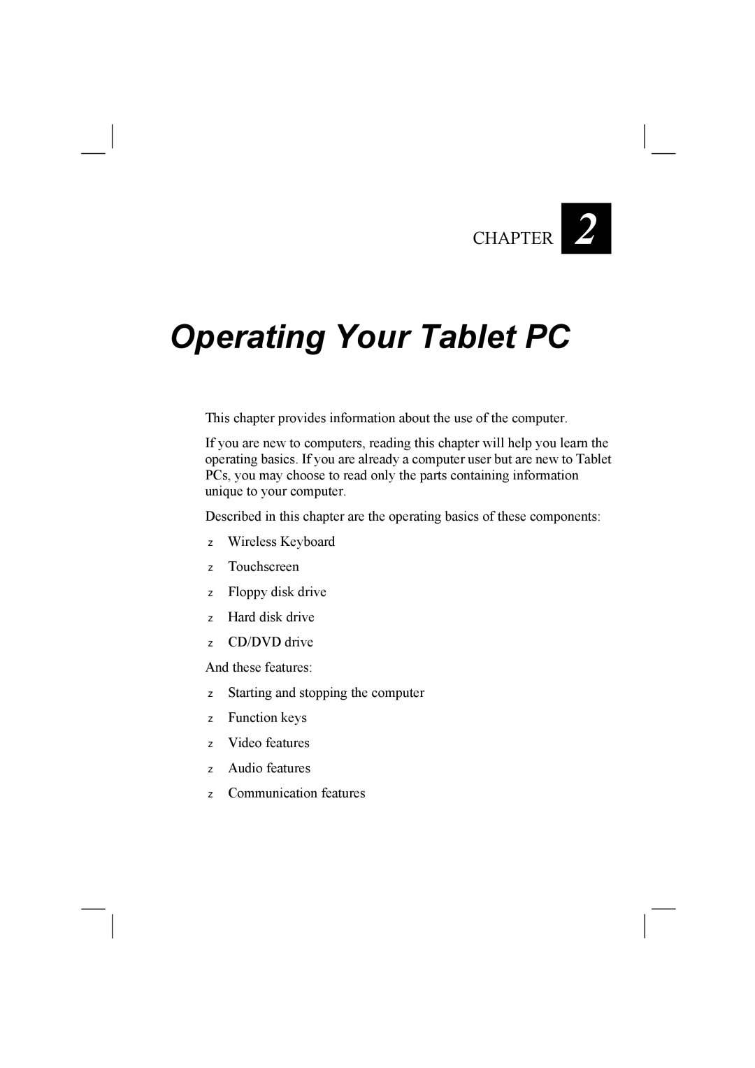 TAG 10 manual Operating Your Tablet PC 