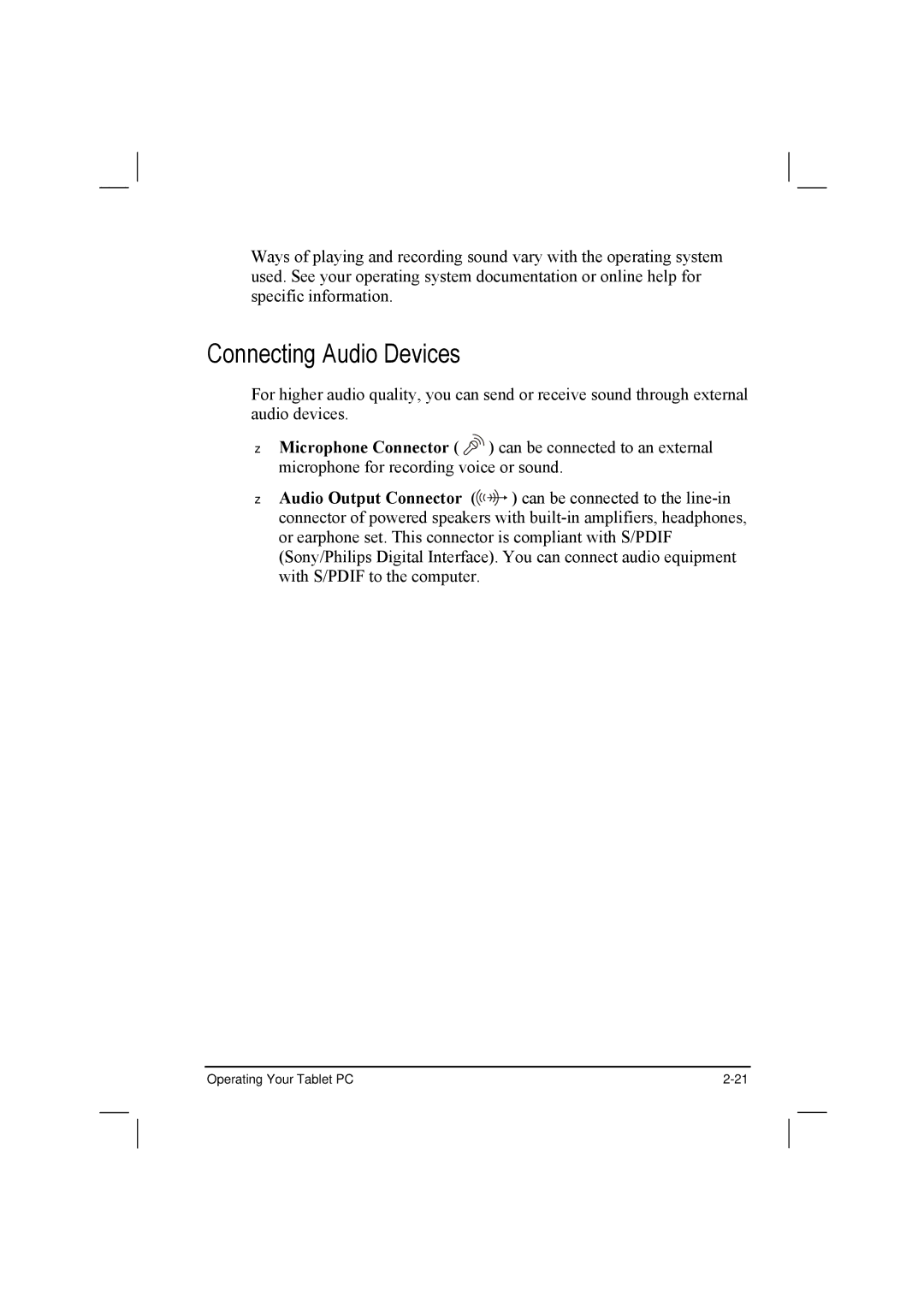 TAG 10 manual Connecting Audio Devices 