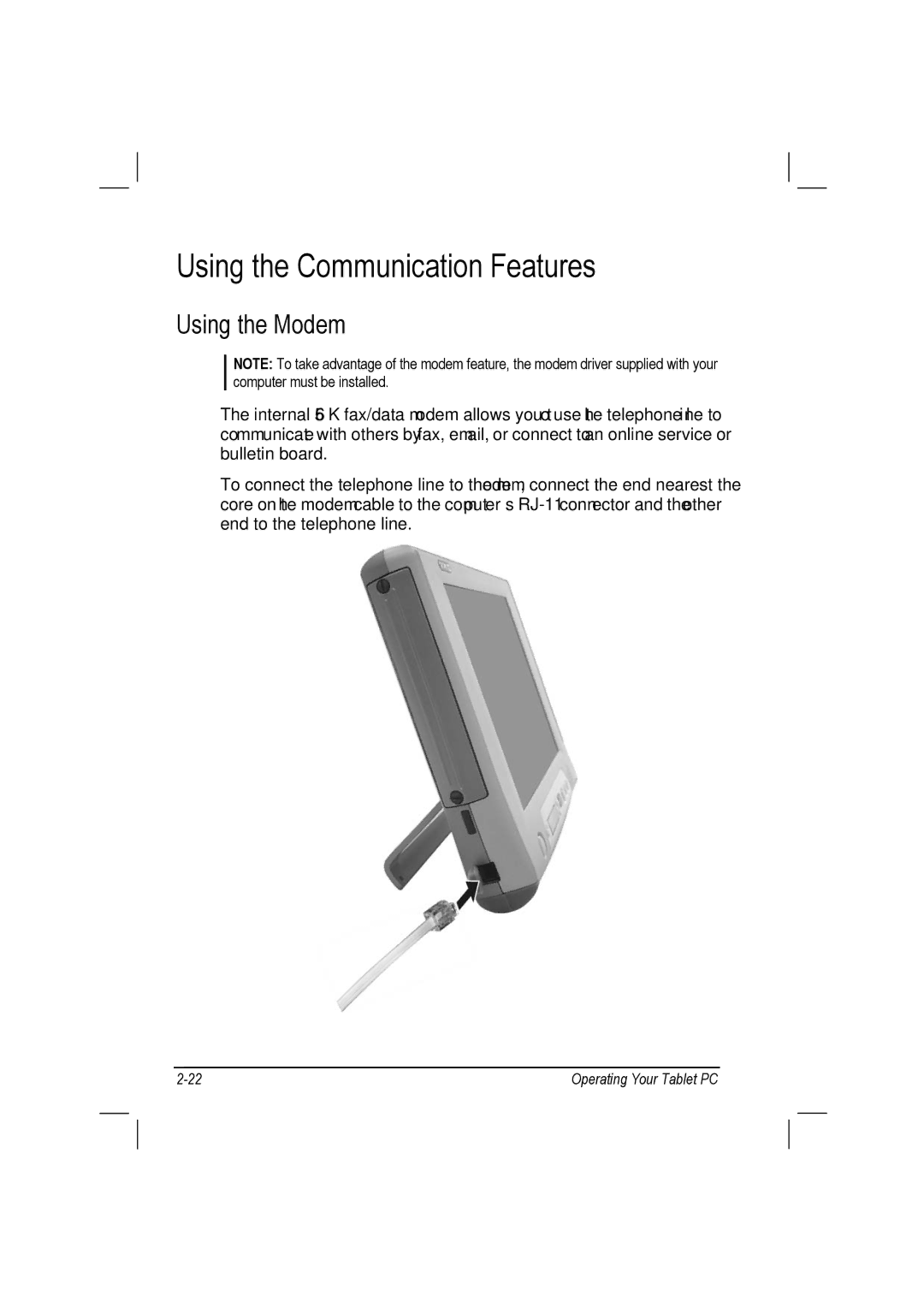 TAG 10 manual Using the Communication Features, Using the Modem 