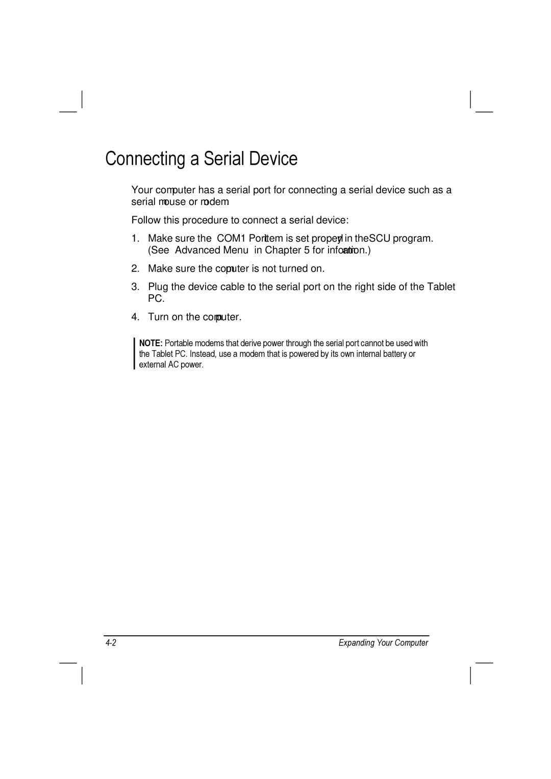 TAG 10 manual Connecting a Serial Device 