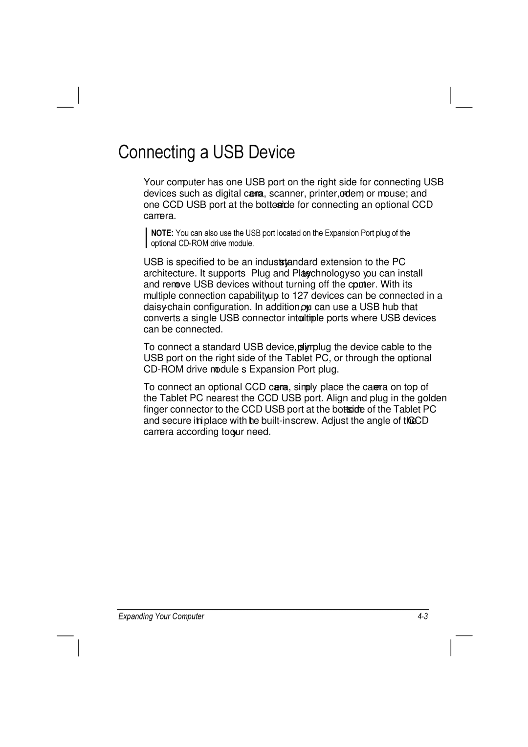 TAG 10 manual Connecting a USB Device 