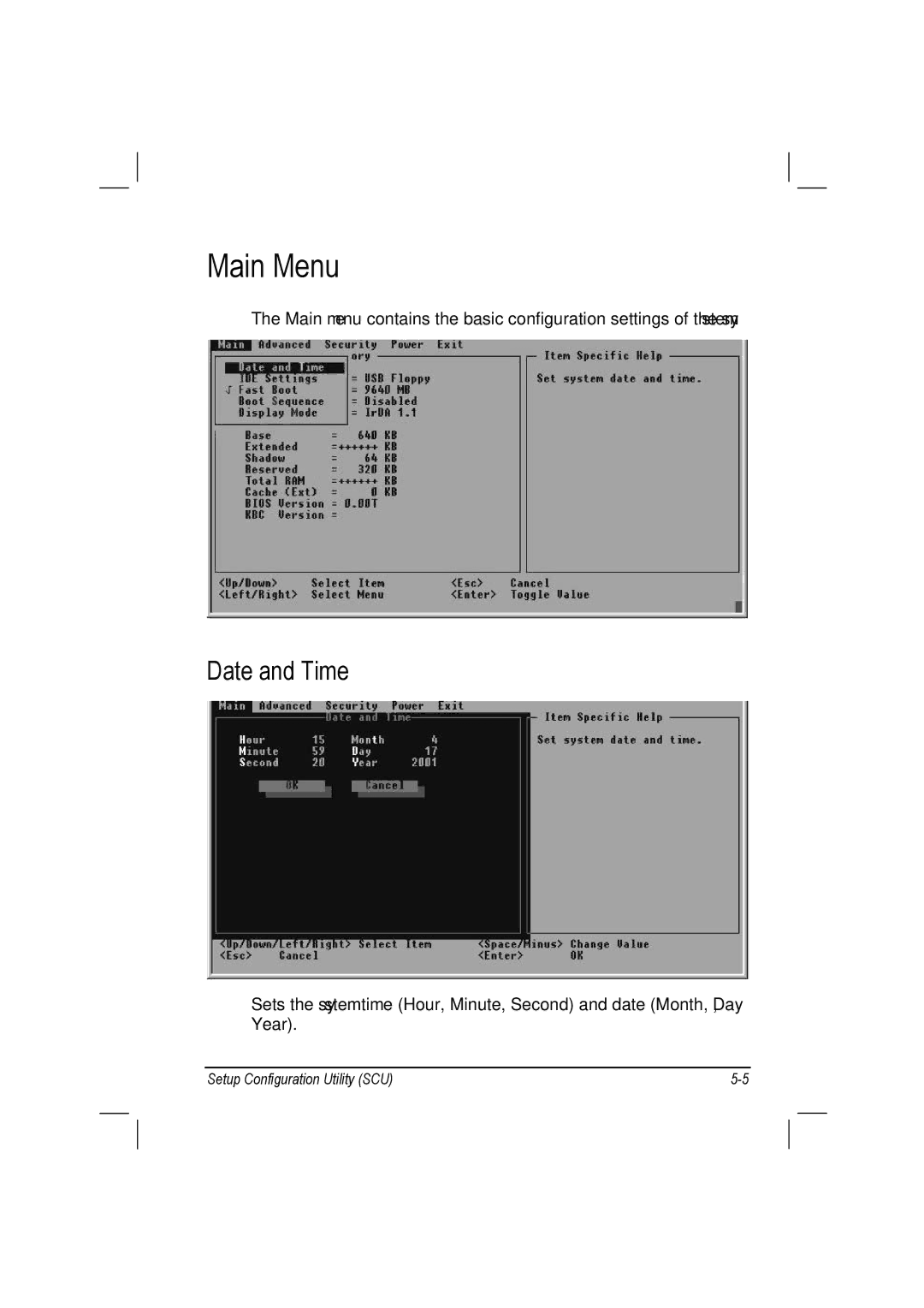 TAG 10 manual Main Menu, Date and Time 