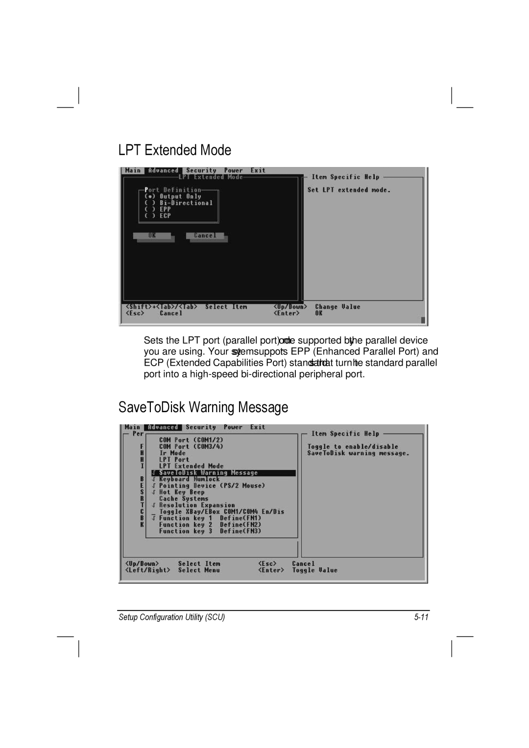 TAG 10 manual LPT Extended Mode, SaveToDisk Warning Message 