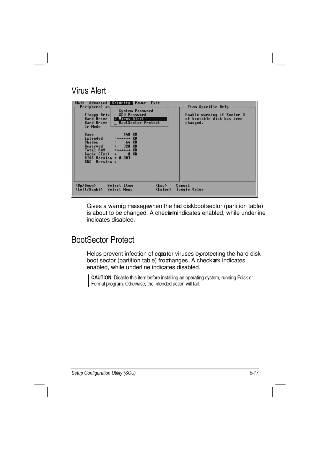 TAG 10 manual Virus Alert, BootSector Protect 