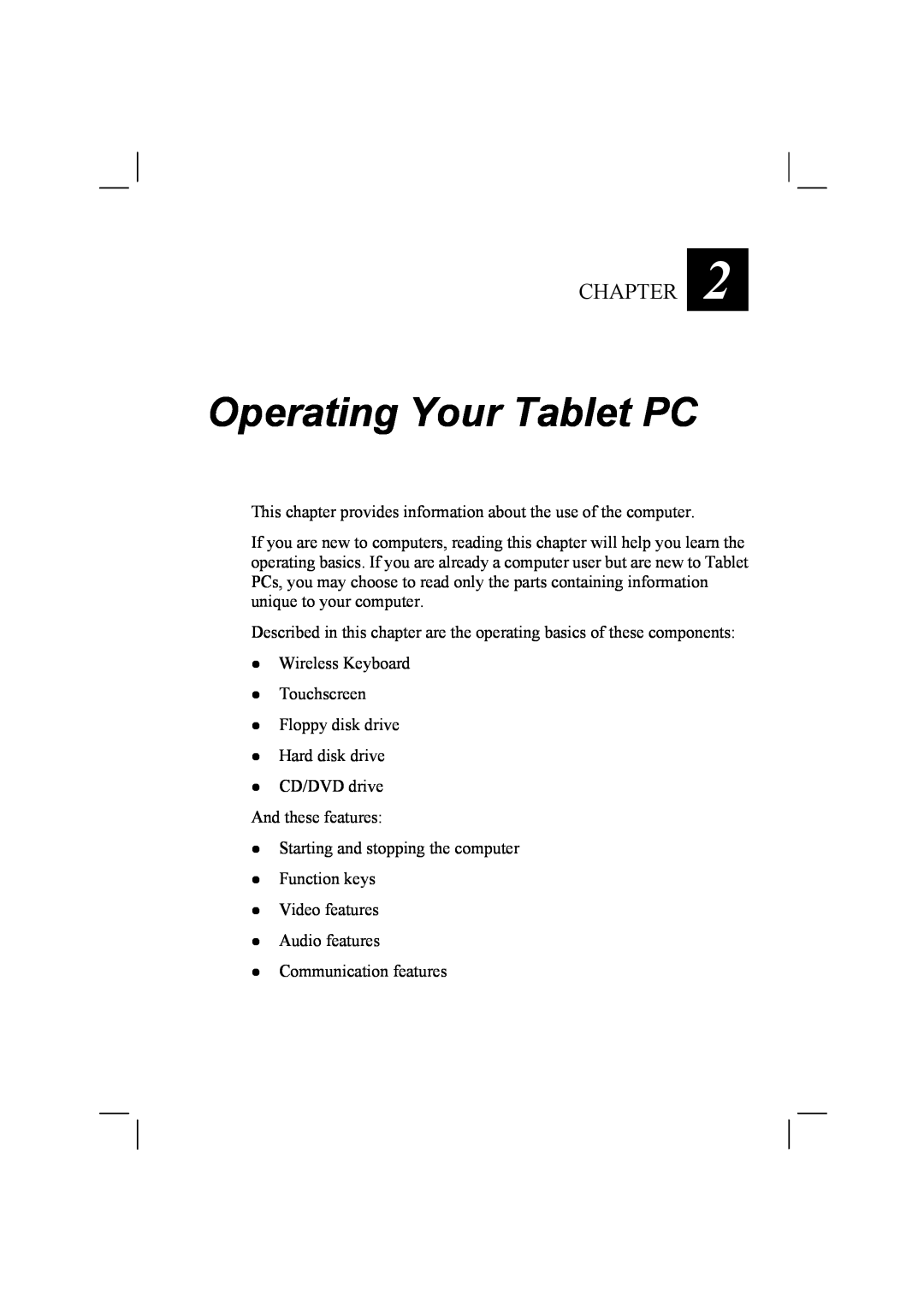 TAG 10 manual Operating Your Tablet PC, Chapter 